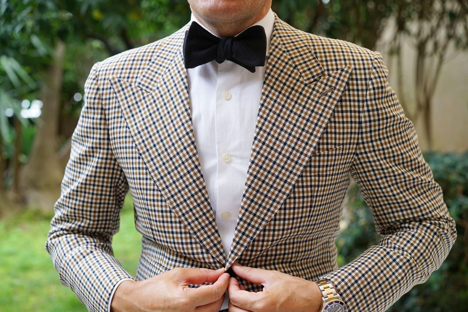 St Lucia Black Linen Self Bow Tie - Image 11