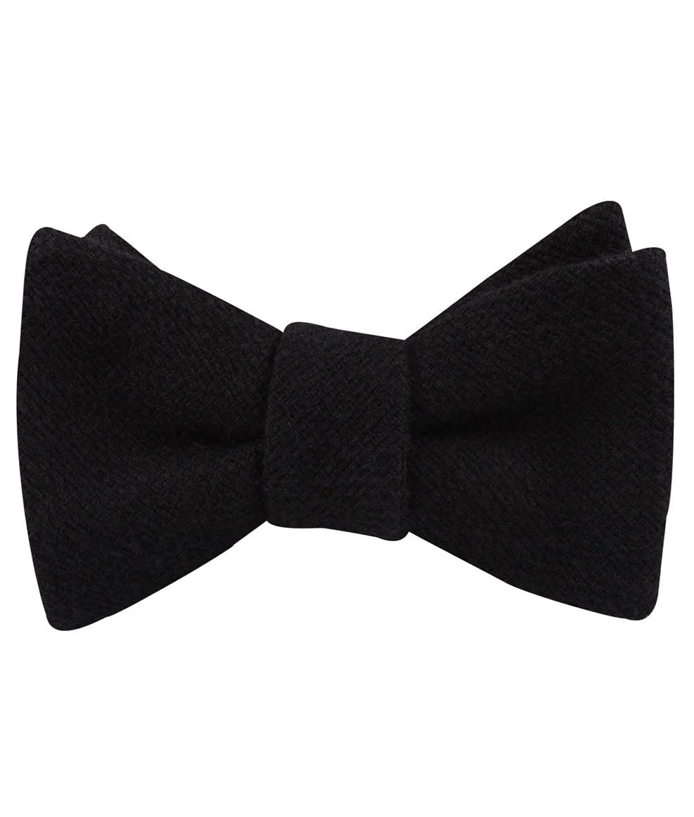 St Lucia Black Linen Self Bow Tie - Image 2