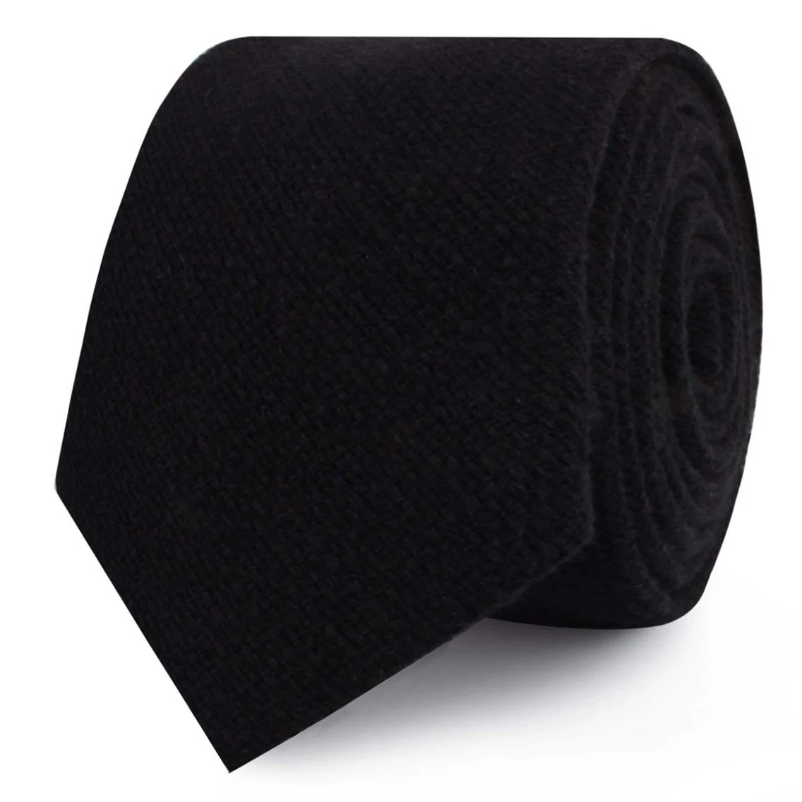 St Lucia Black Linen Skinny Tie - Image 2