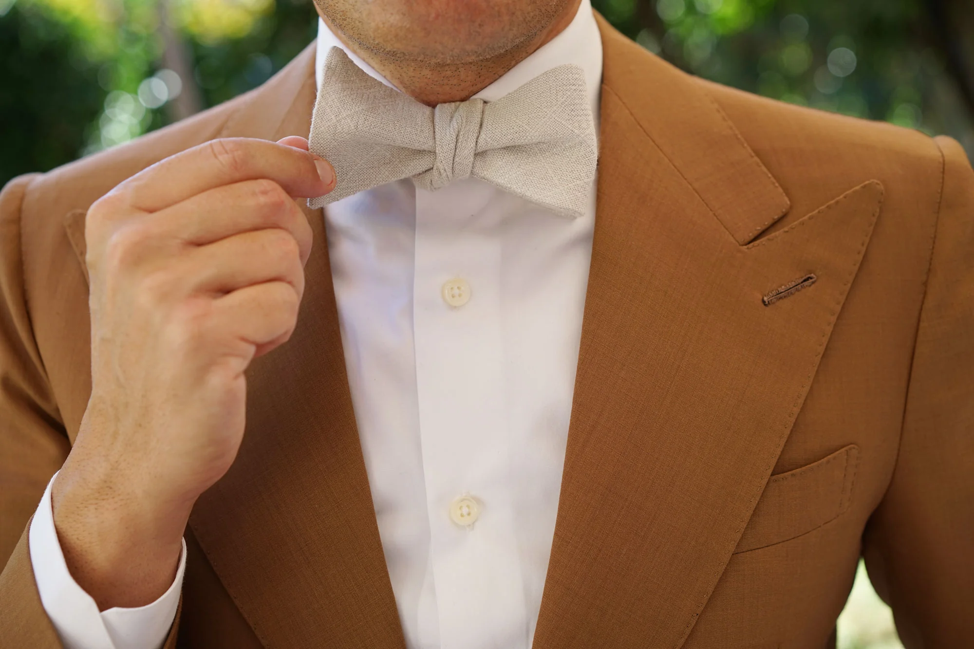 Sterling Silver Grey Linen Self Bow Tie - Image 7