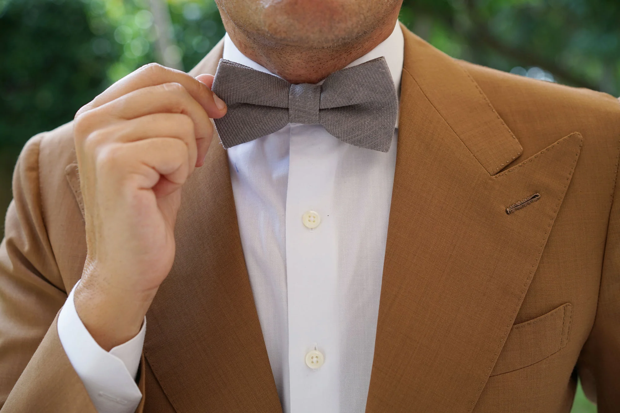 Stone Grey Portobello Slub Linen Bow Tie - Image 6