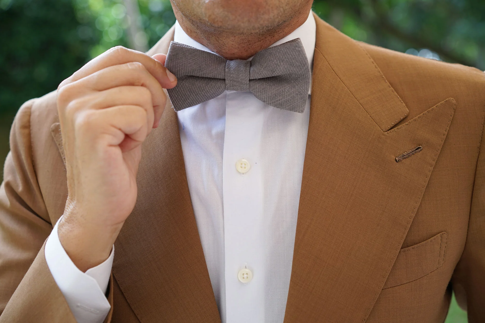 Stone Grey Portobello Slub Linen Bow Tie - Image 8