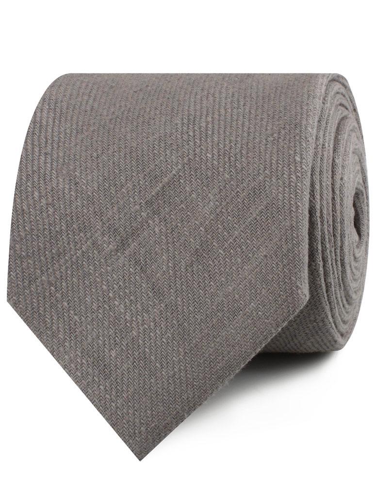 Stone Grey Portobello Slub Linen Necktie - Image 2