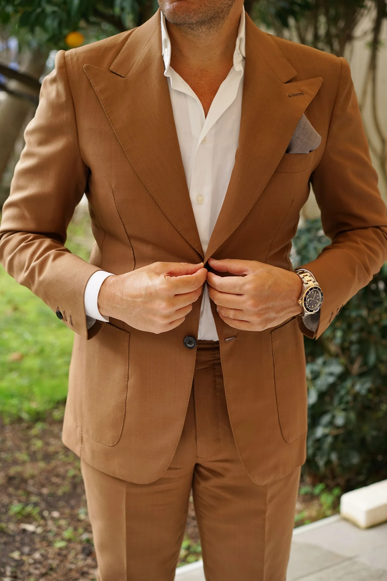 Stone Grey Portobello Slub Linen Pocket Square - Image 4