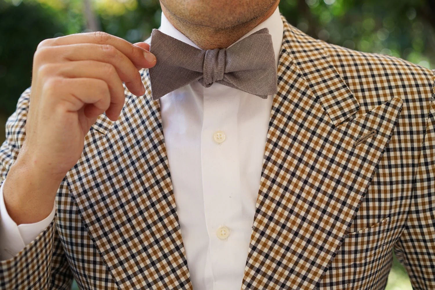 Stone Grey Portobello Slub Linen Self Bow Tie - Image 10