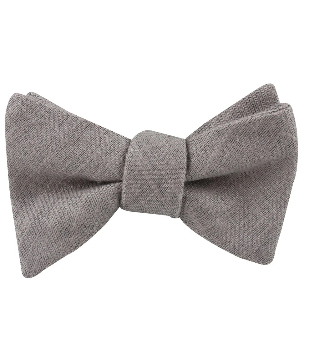 Stone Grey Portobello Slub Linen Self Bow Tie - Image 2