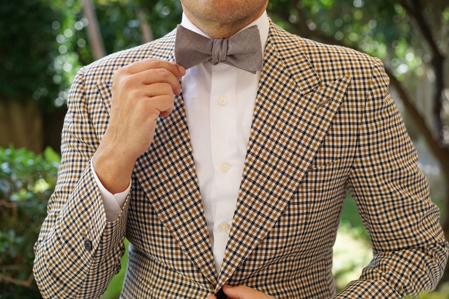 Stone Grey Portobello Slub Linen Self Bow Tie - Image 5