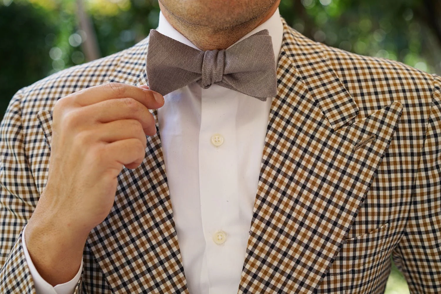 Stone Grey Portobello Slub Linen Self Bow Tie - Image 6