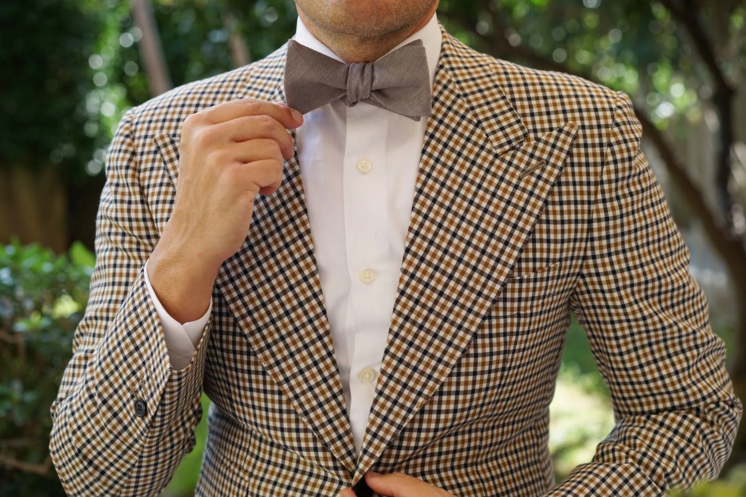 Stone Grey Portobello Slub Linen Self Bow Tie - Image 9