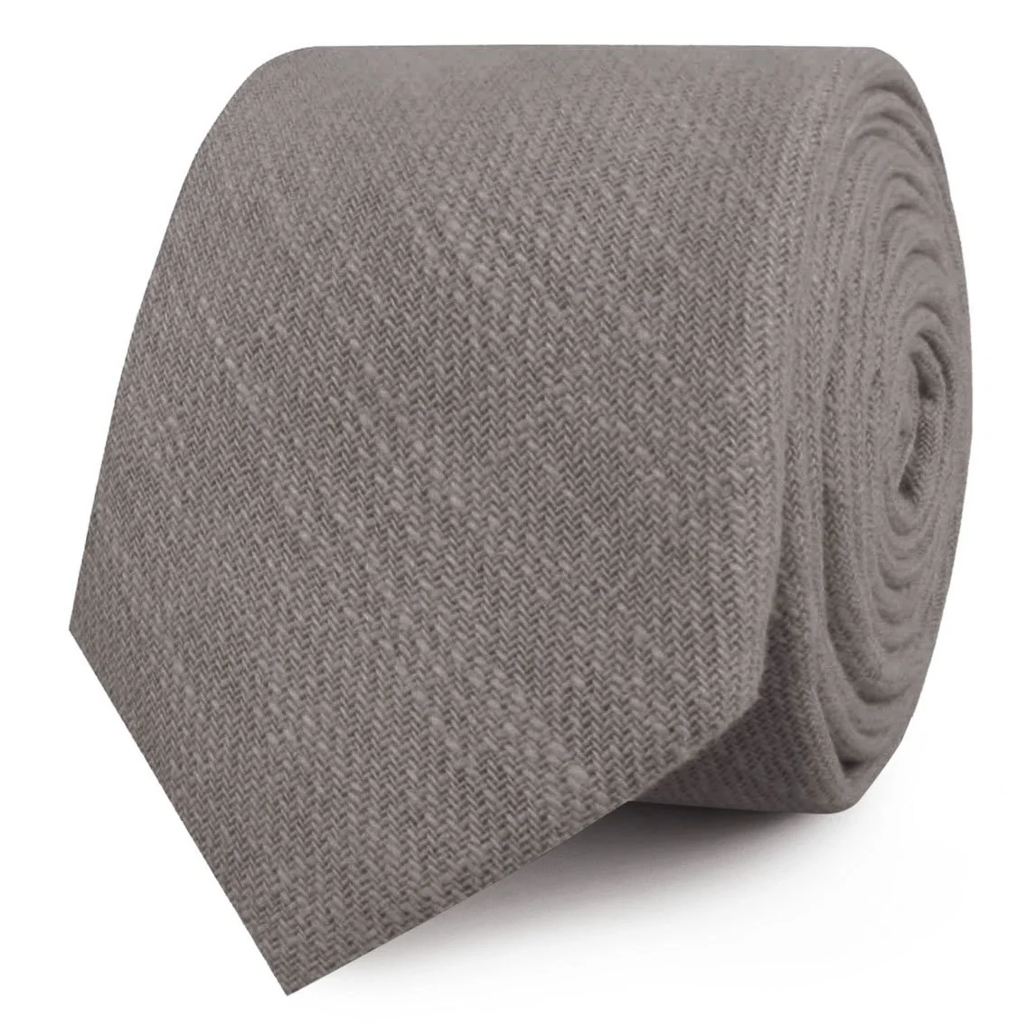 Stone Grey Portobello Slub Linen Skinny Tie - Image 2