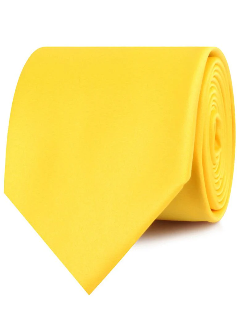 Sunflower Chrysanthemum Yellow Satin Necktie - Image 2