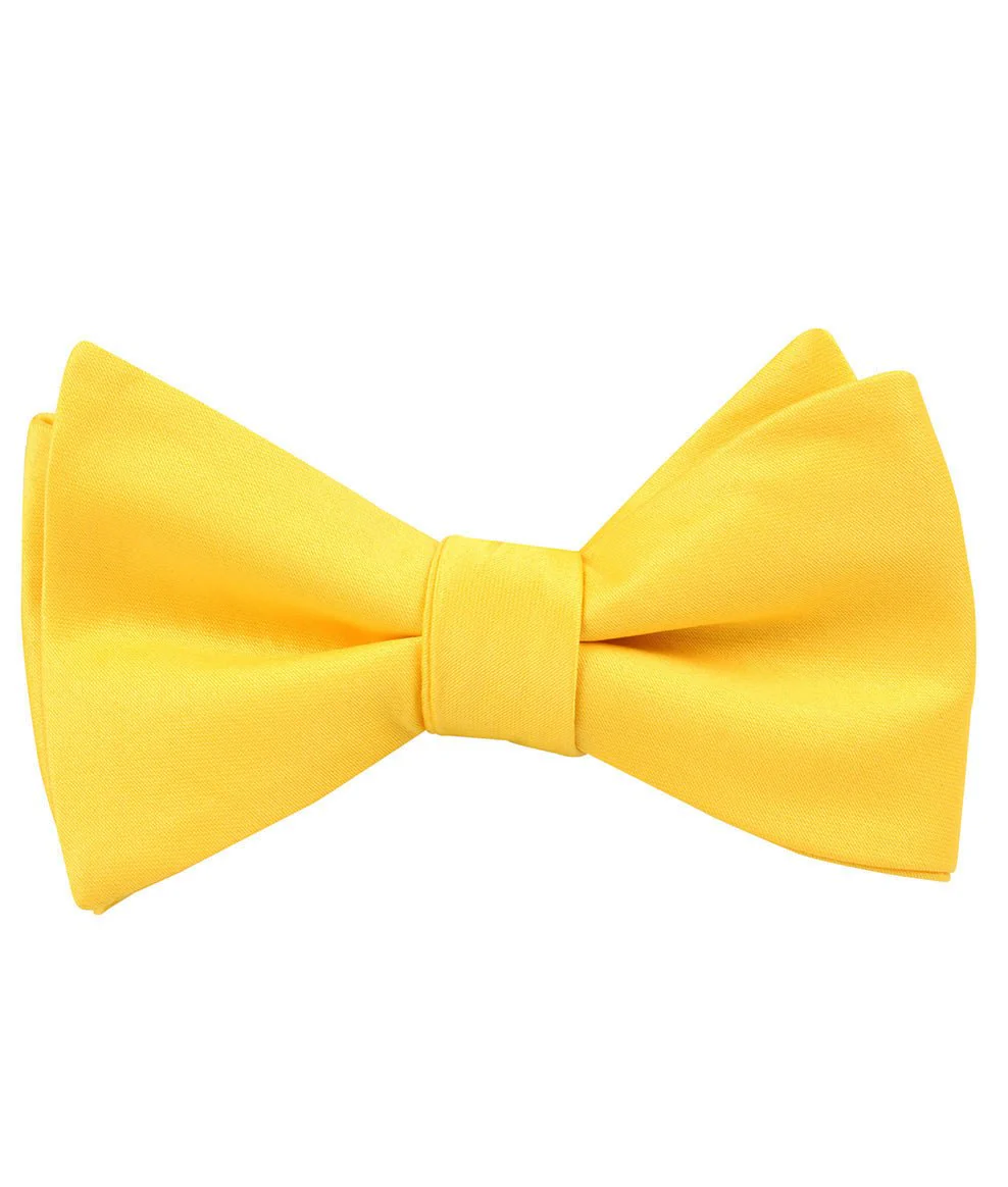Sunflower Chrysanthemum Yellow Satin Self Bow Tie - Image 2