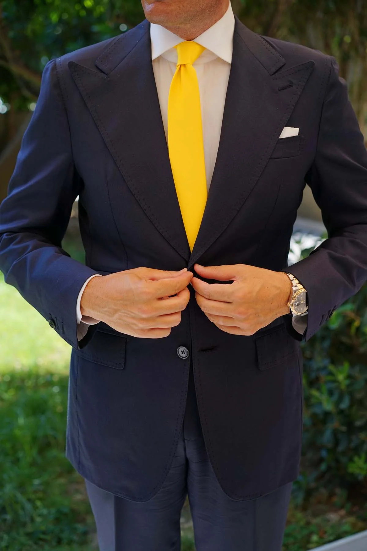 Sunflower Chrysanthemum Yellow Satin Skinny Tie - Image 8