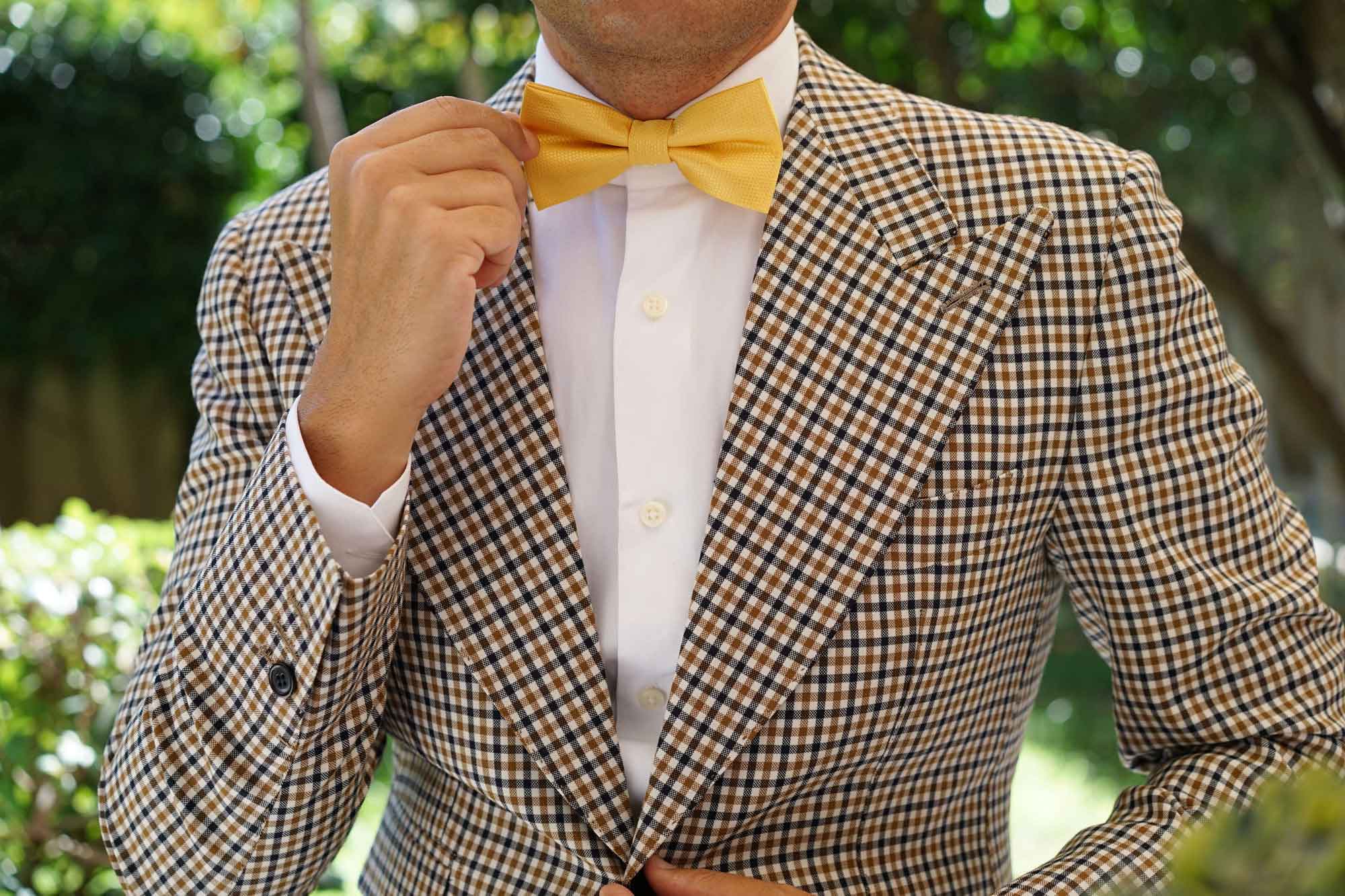 Sunflower Yellow Basket Weave Bow Tie - Image 5