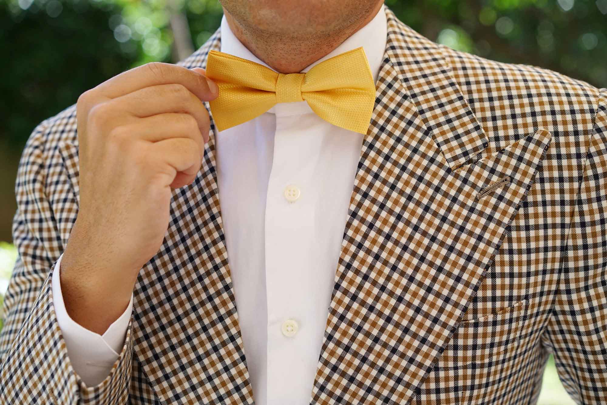 Sunflower Yellow Basket Weave Bow Tie - Image 6