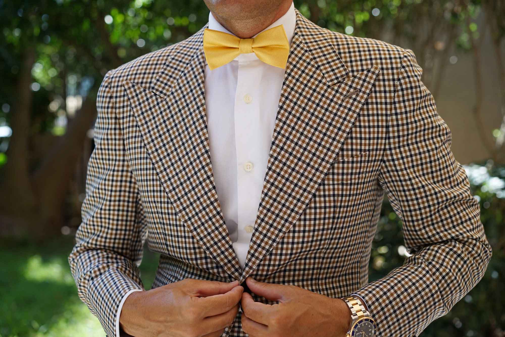 Sunflower Yellow Basket Weave Bow Tie - Image 8