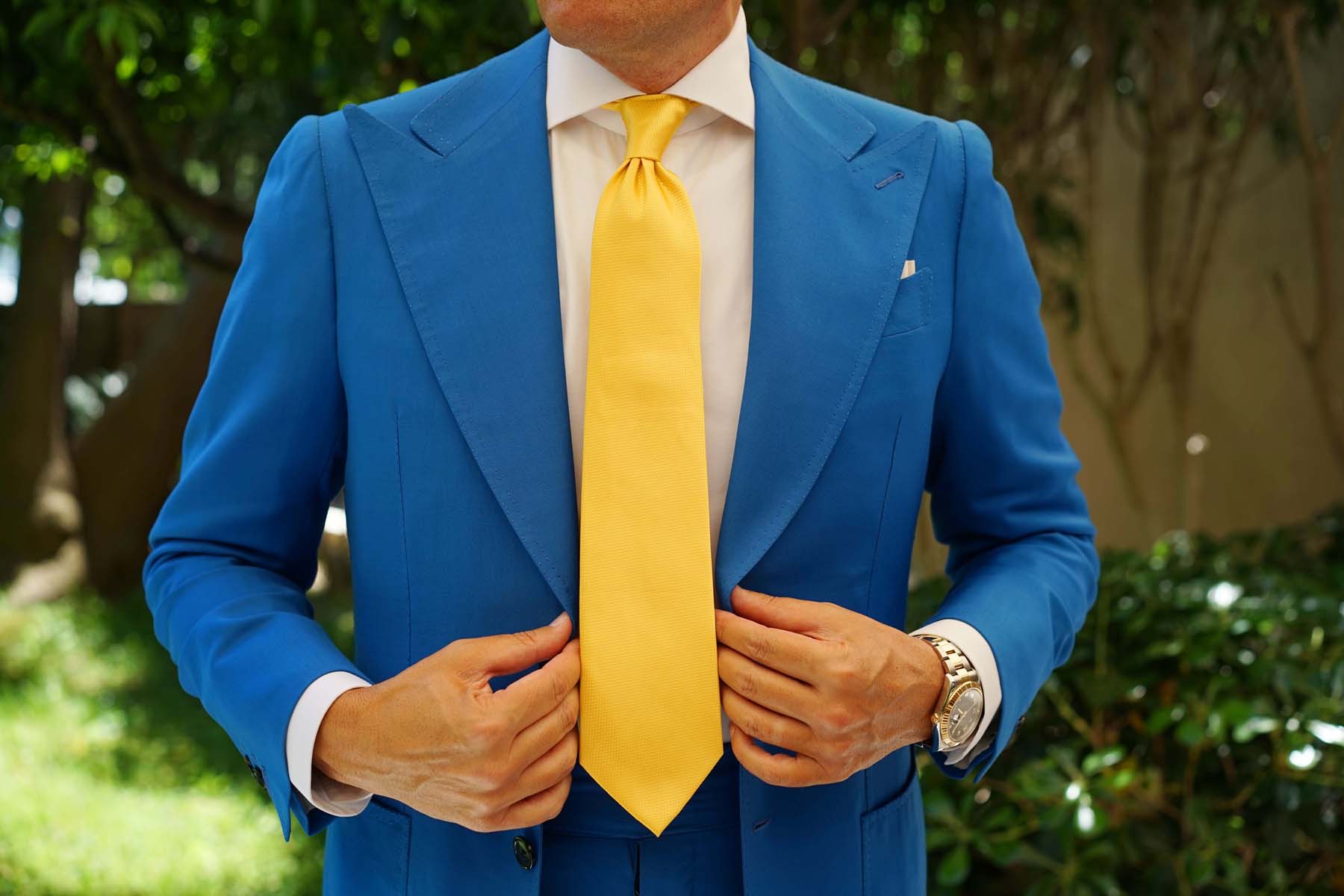 Sunflower Yellow Basket Weave Necktie - Image 10