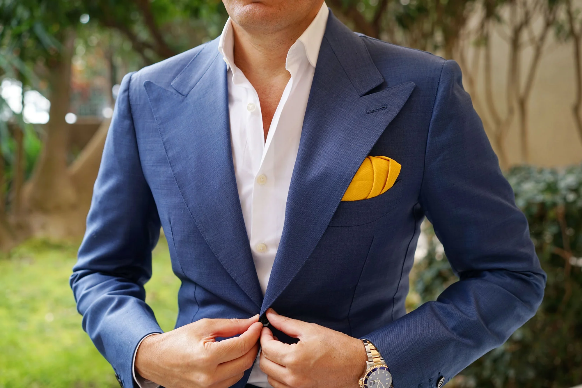 Sunflower Yellow Chevron Linen Pocket Square - Image 3