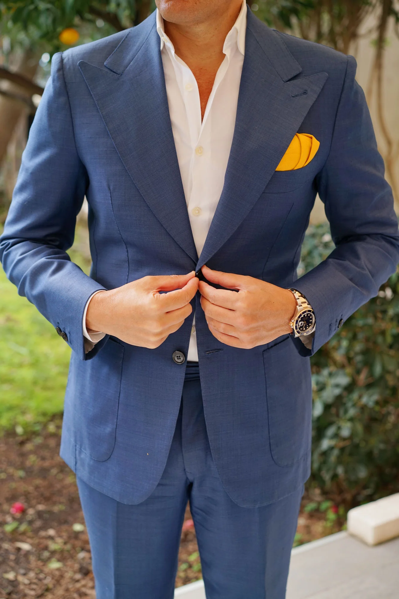 Sunflower Yellow Chevron Linen Pocket Square - Image 4