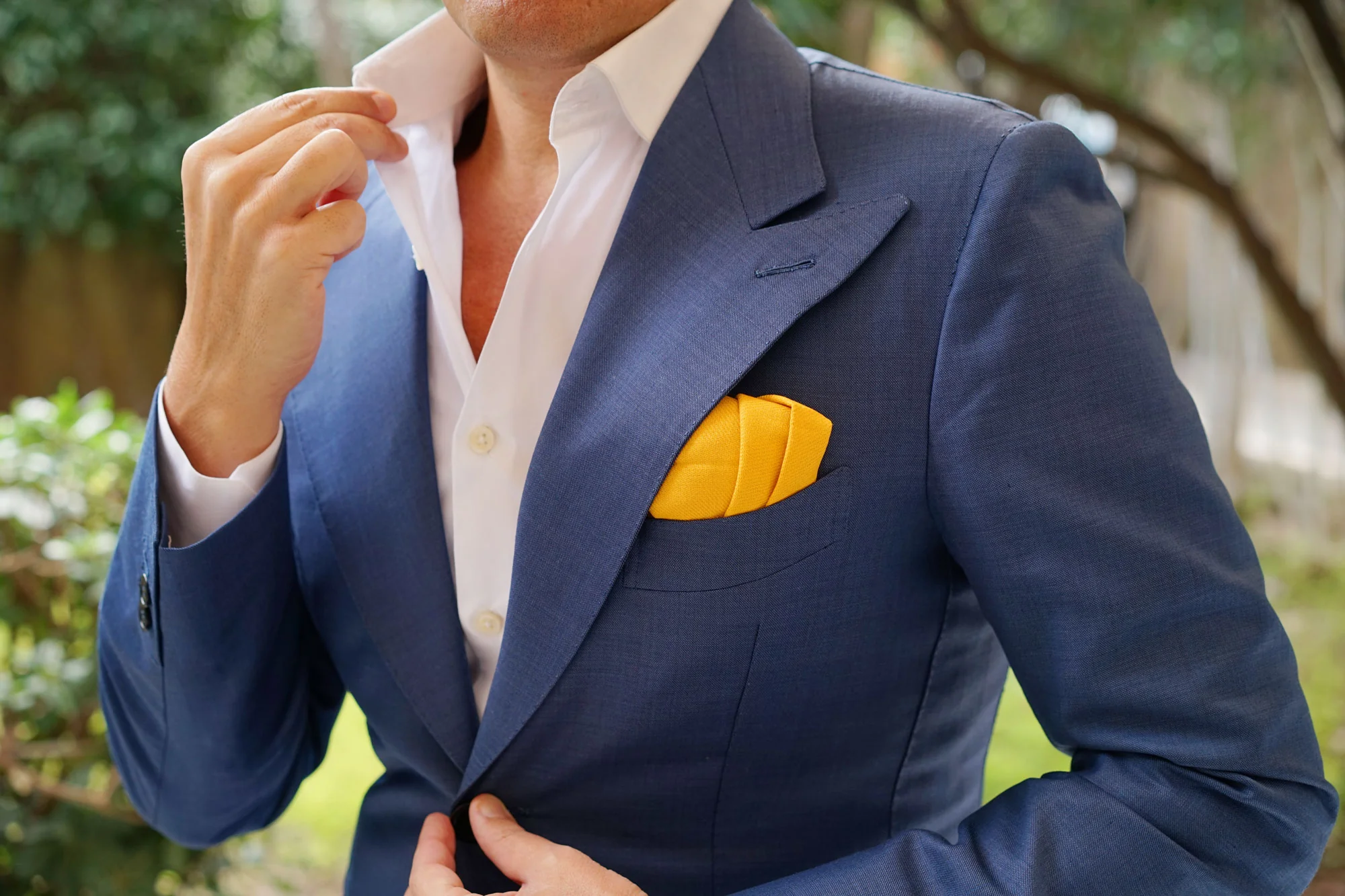 Sunflower Yellow Chevron Linen Pocket Square - Image 5