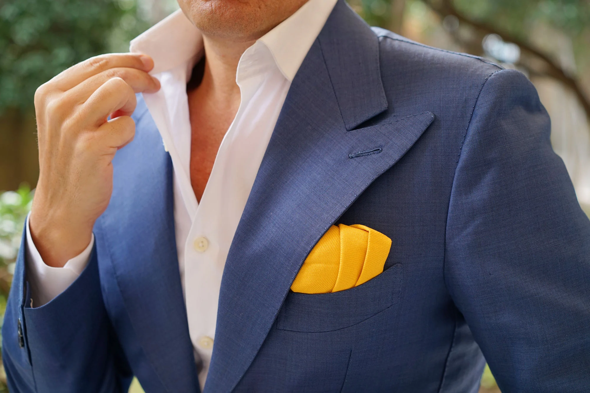 Sunflower Yellow Chevron Linen Pocket Square - Image 6