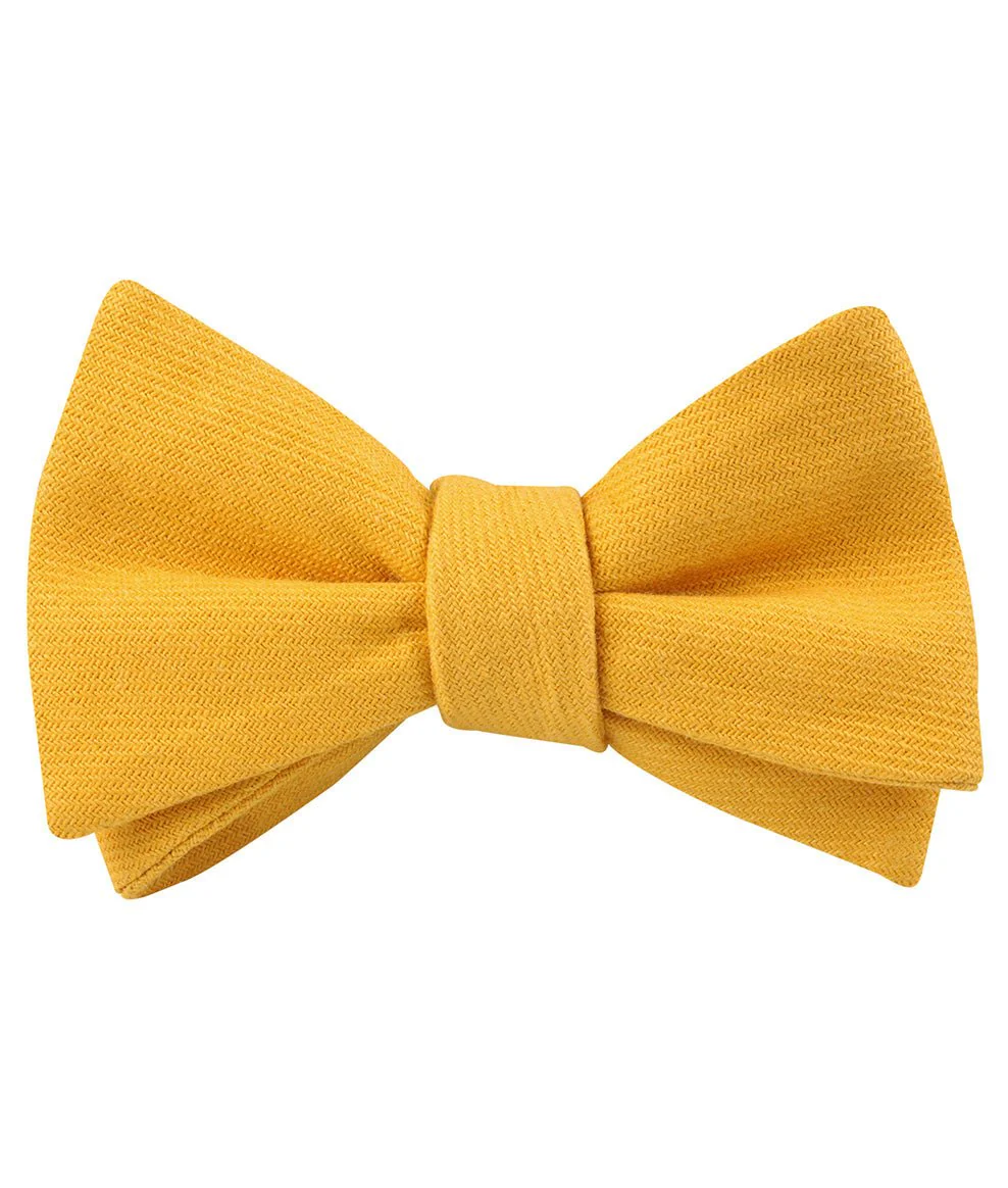Sunflower Yellow Chevron Linen Self Bow Tie - Image 2