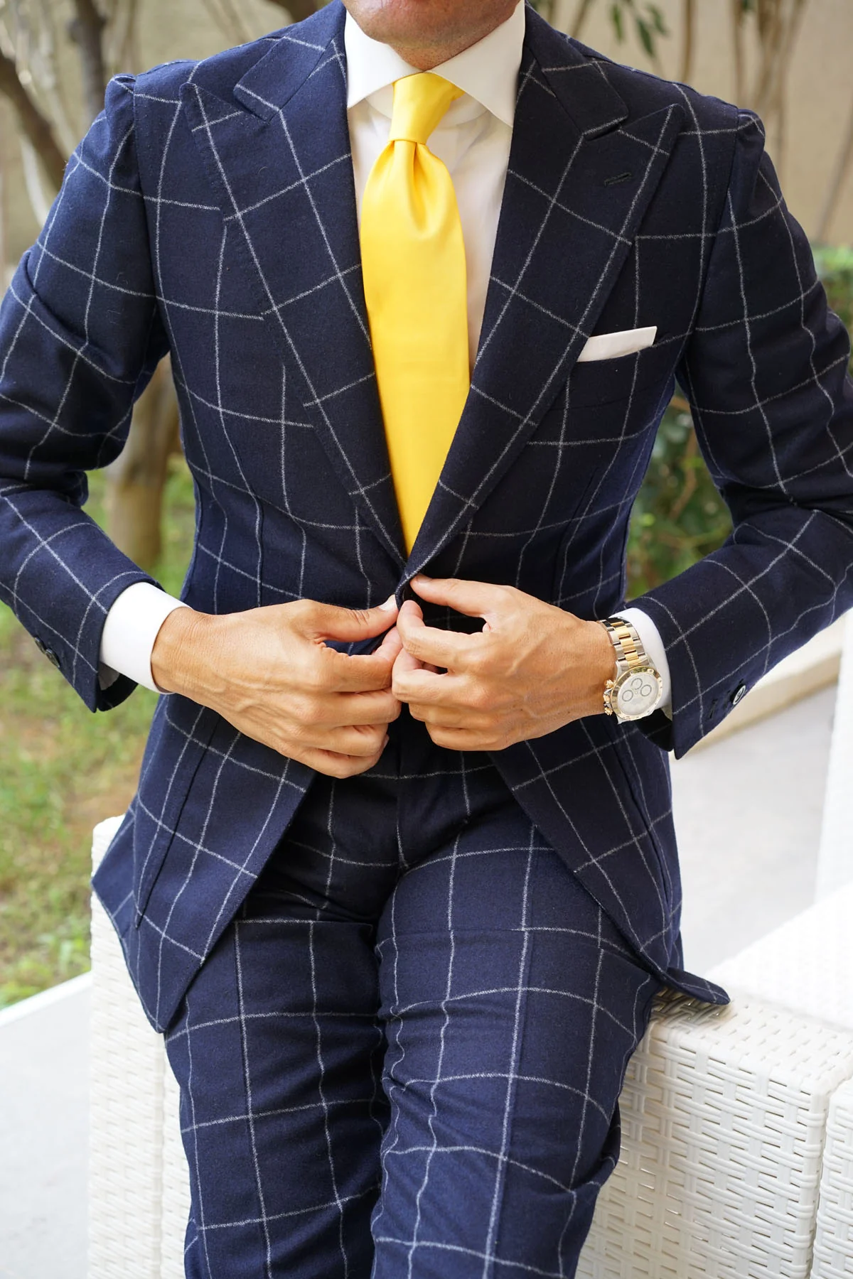 Sunflower Yellow Satin Necktie - Image 7