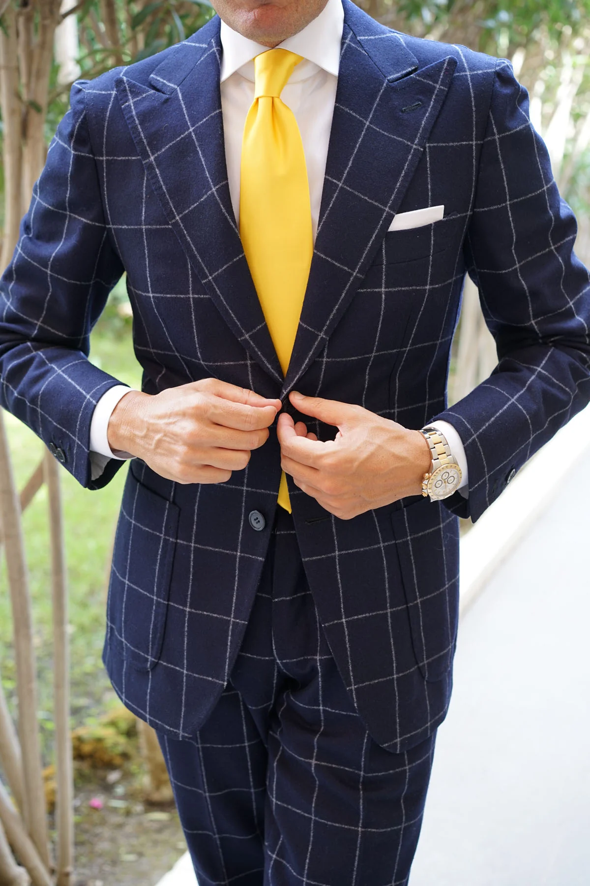 Sunflower Yellow Satin Necktie - Image 8