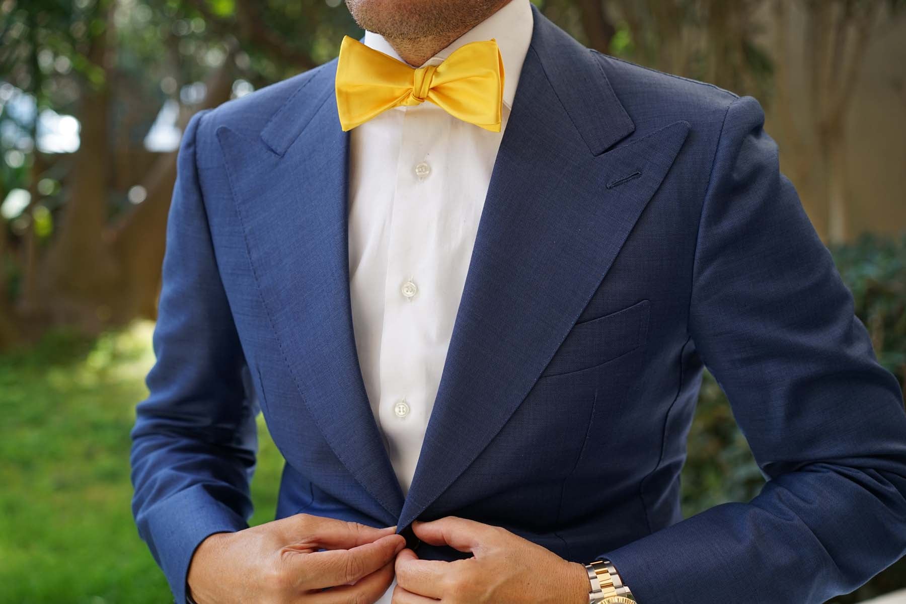 Sunflower Yellow Satin Self Bow Tie - Image 4