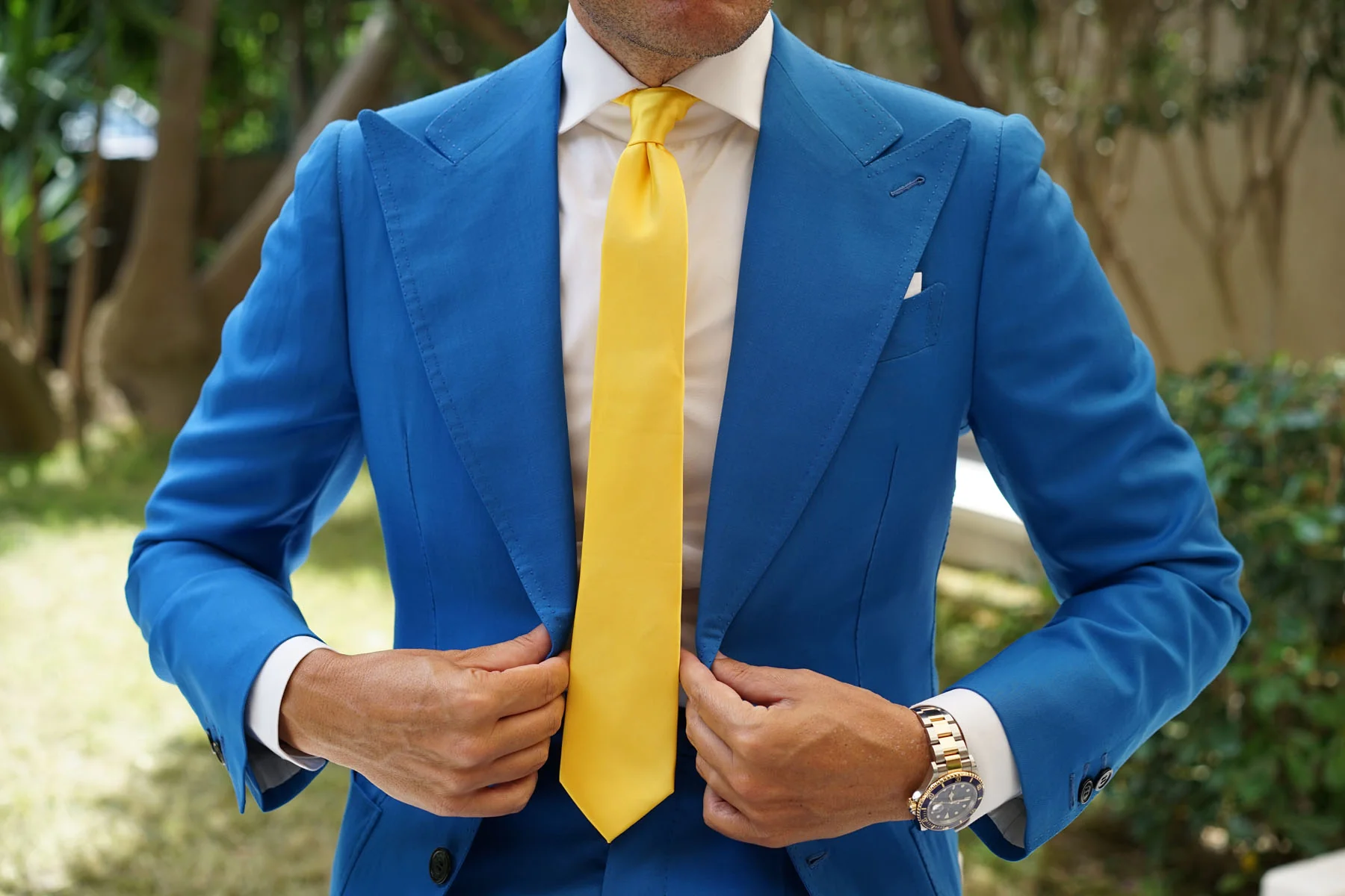 Sunflower Yellow Satin Skinny Tie - Image 4
