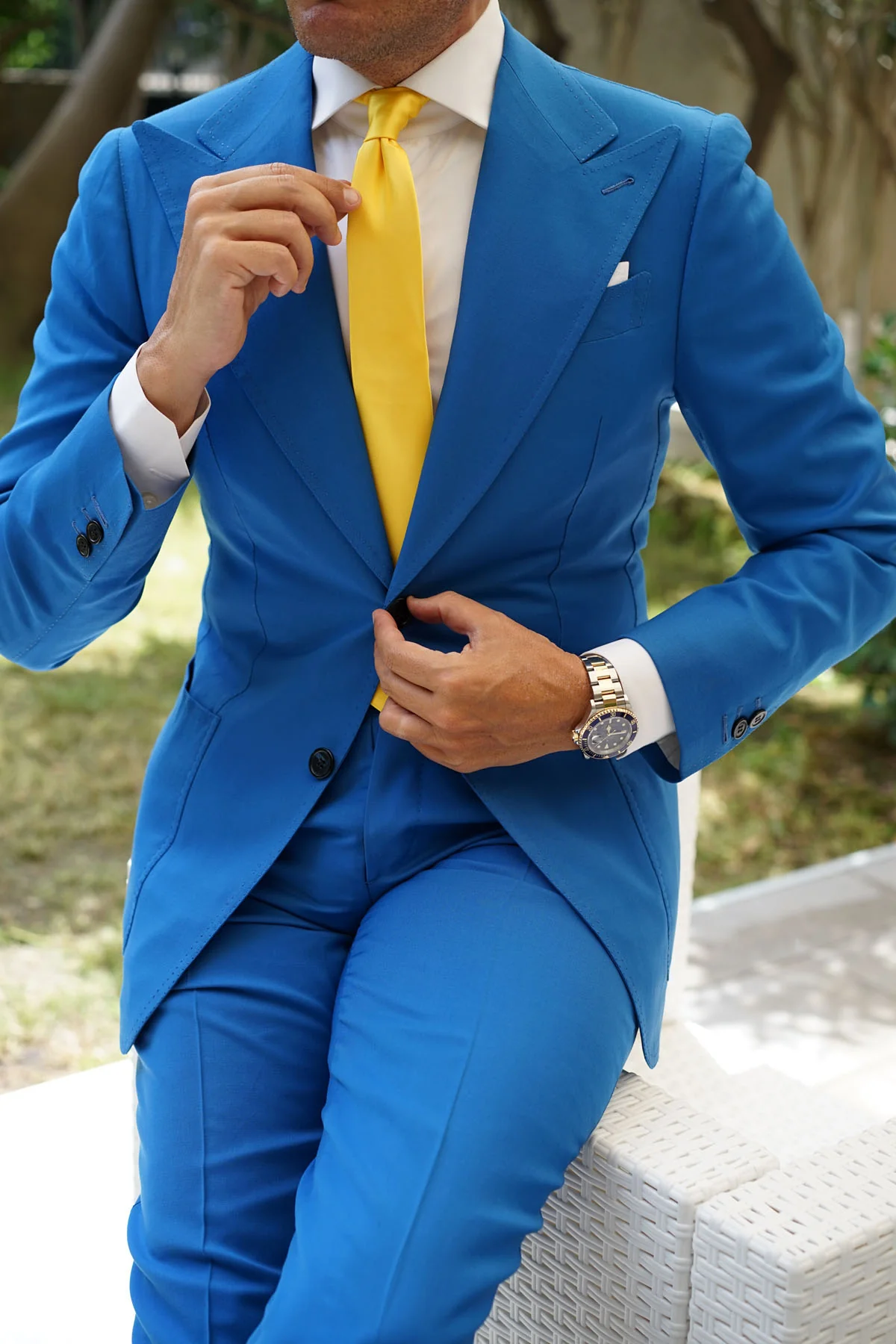 Sunflower Yellow Satin Skinny Tie - Image 5