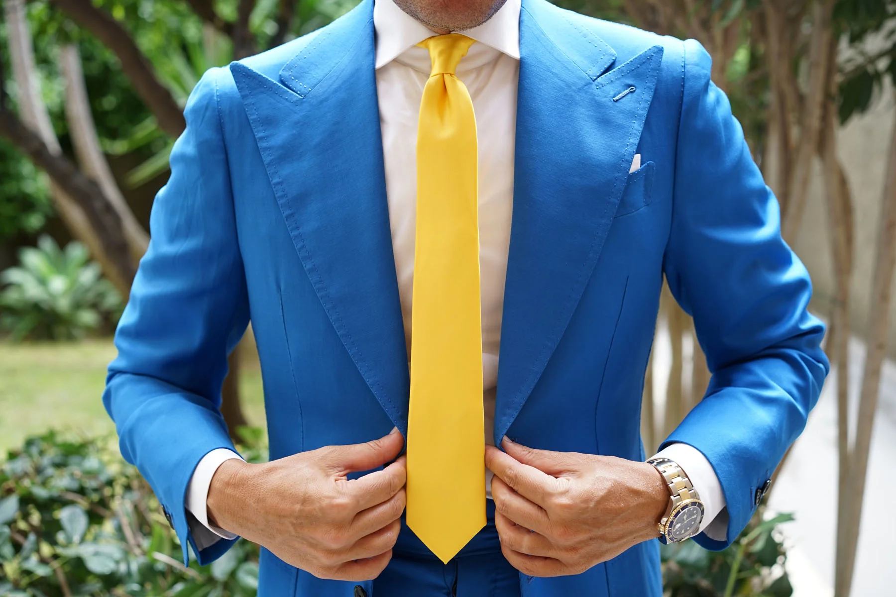 Sunflower Yellow Satin Skinny Tie - Image 6