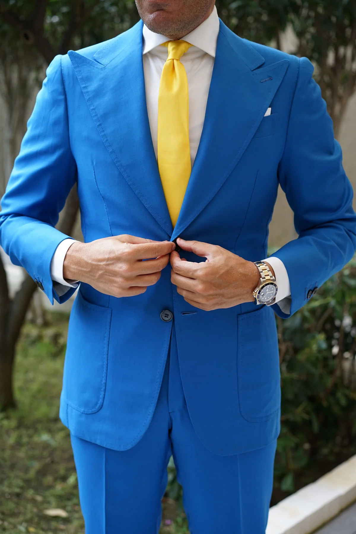 Sunflower Yellow Satin Skinny Tie - Image 7