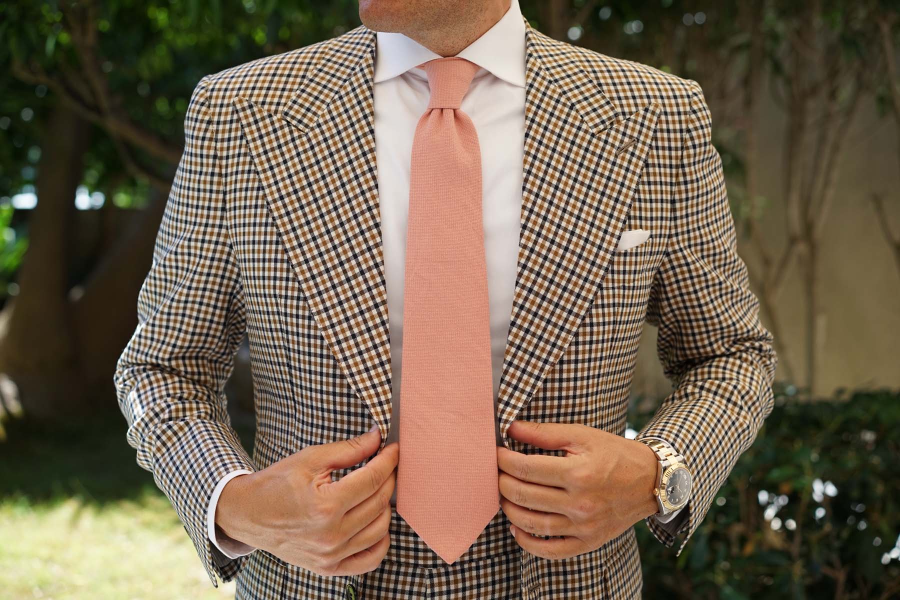 Sunset Peach Linen Twill Necktie - Image 4