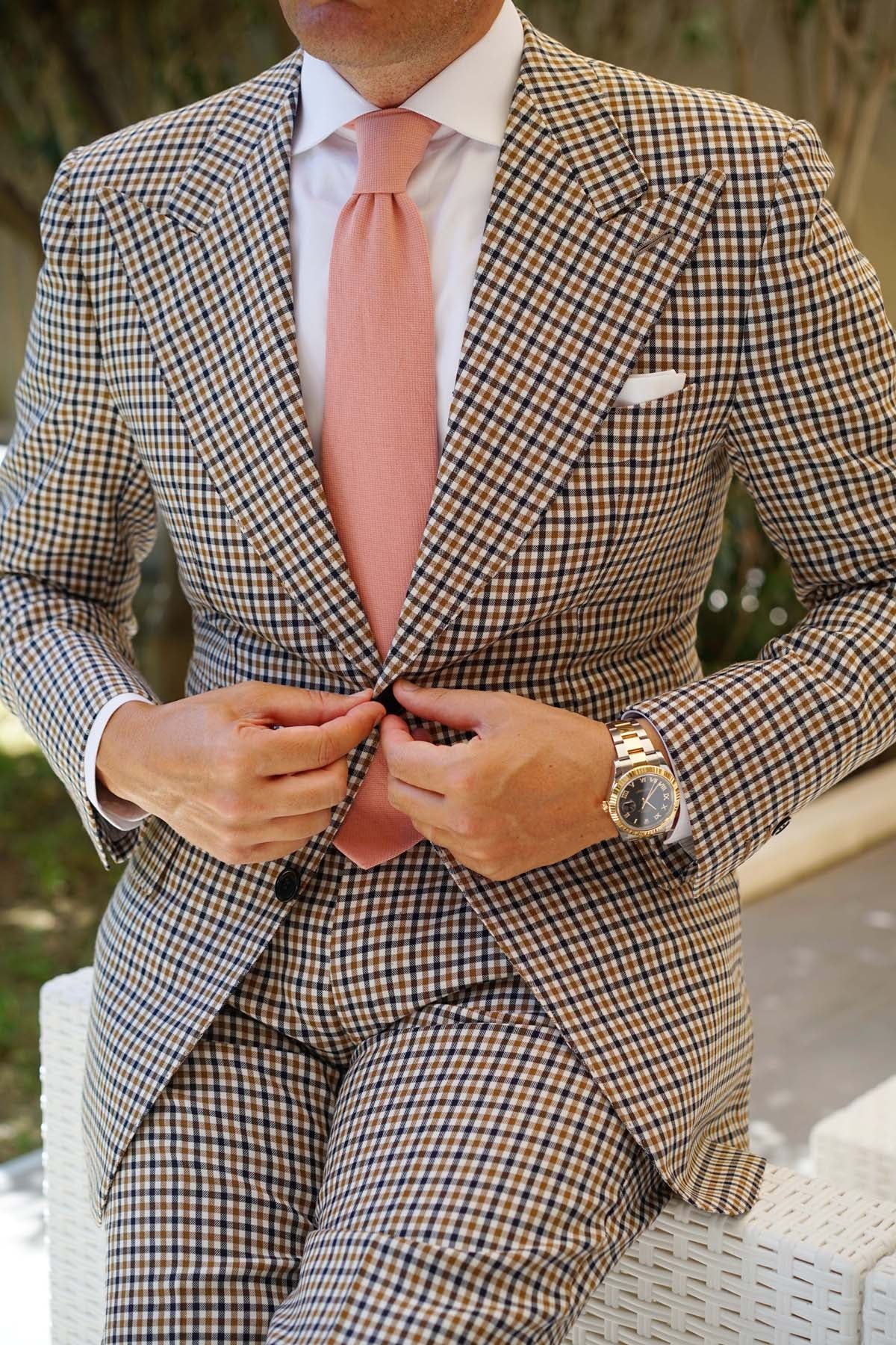 Sunset Peach Linen Twill Necktie - Image 7