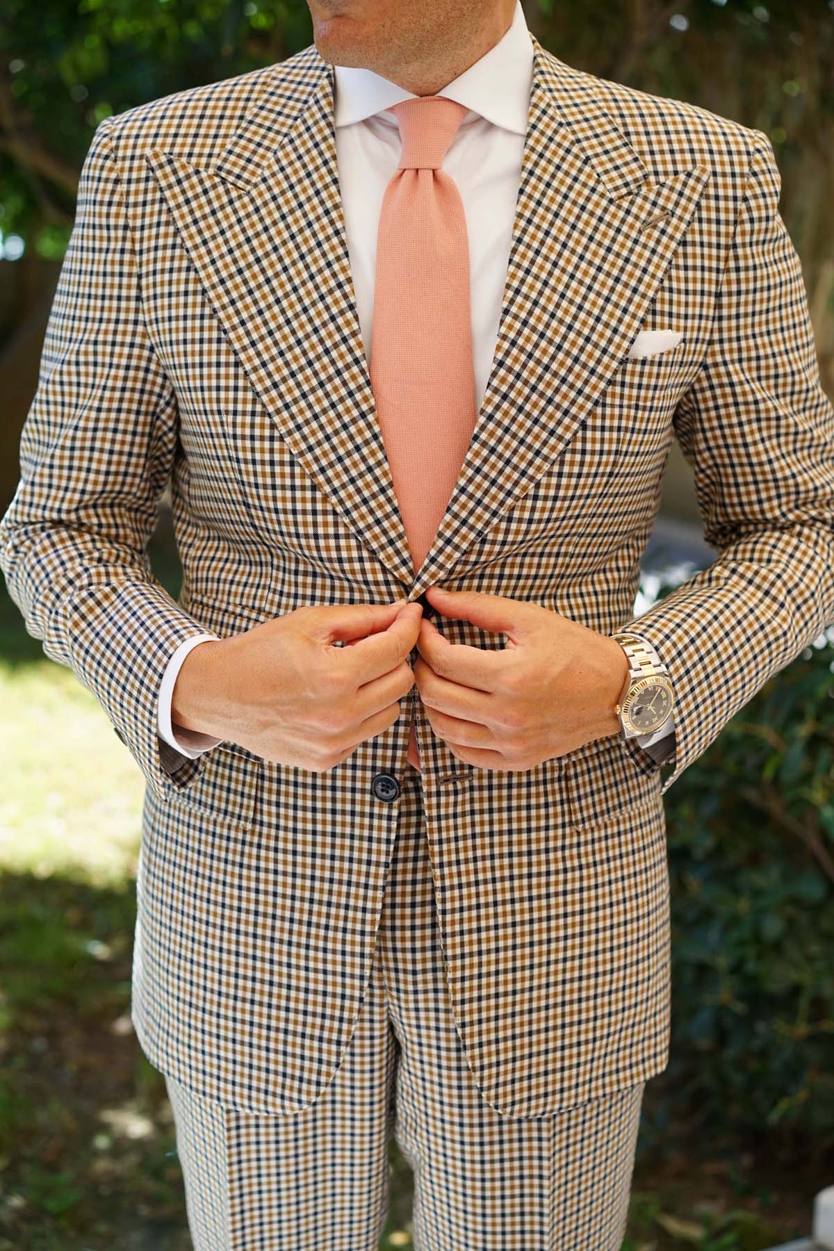 Sunset Peach Linen Twill Necktie - Image 9