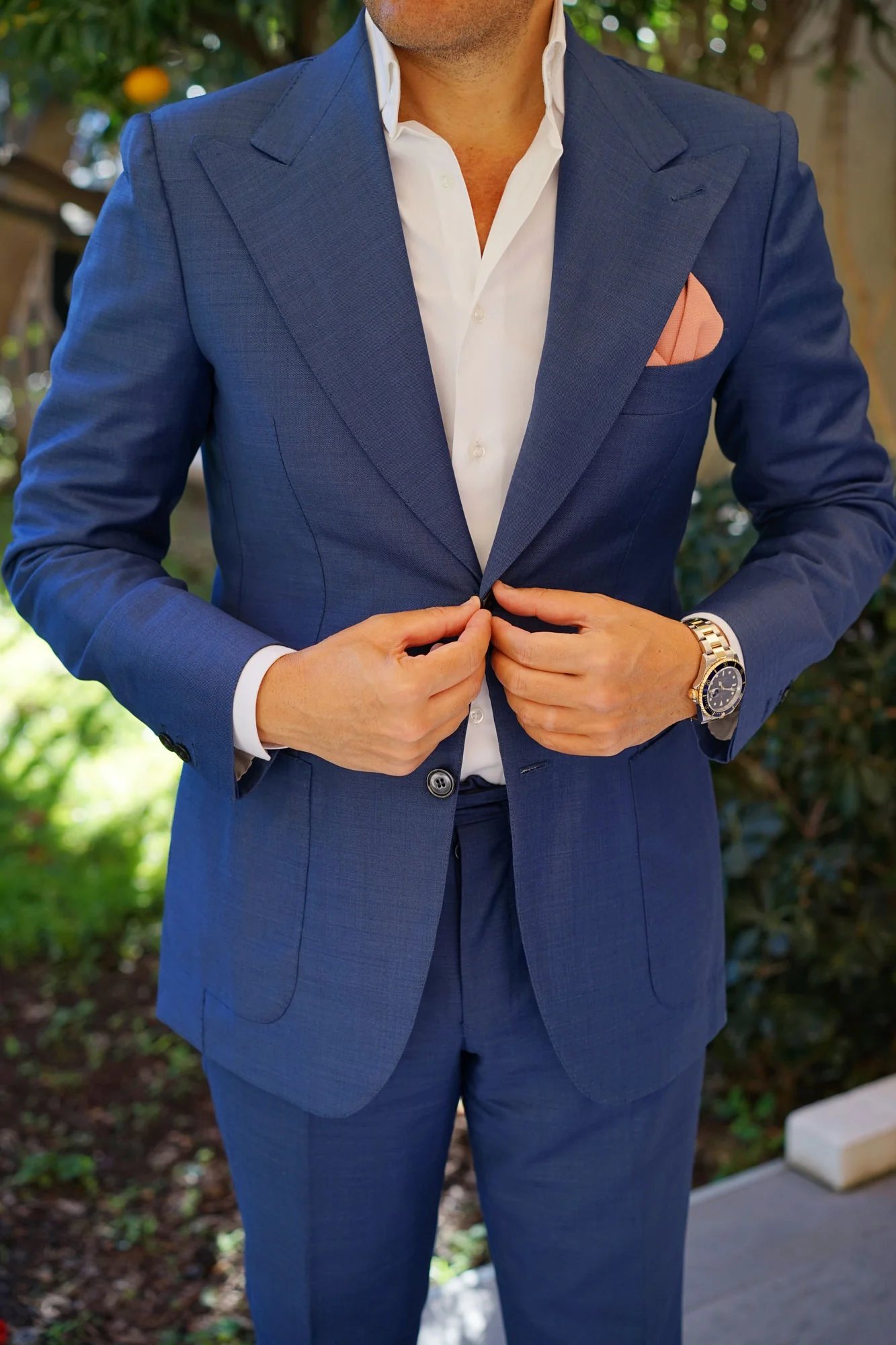 Sunset Peach Linen Twill Pocket Square - Image 4
