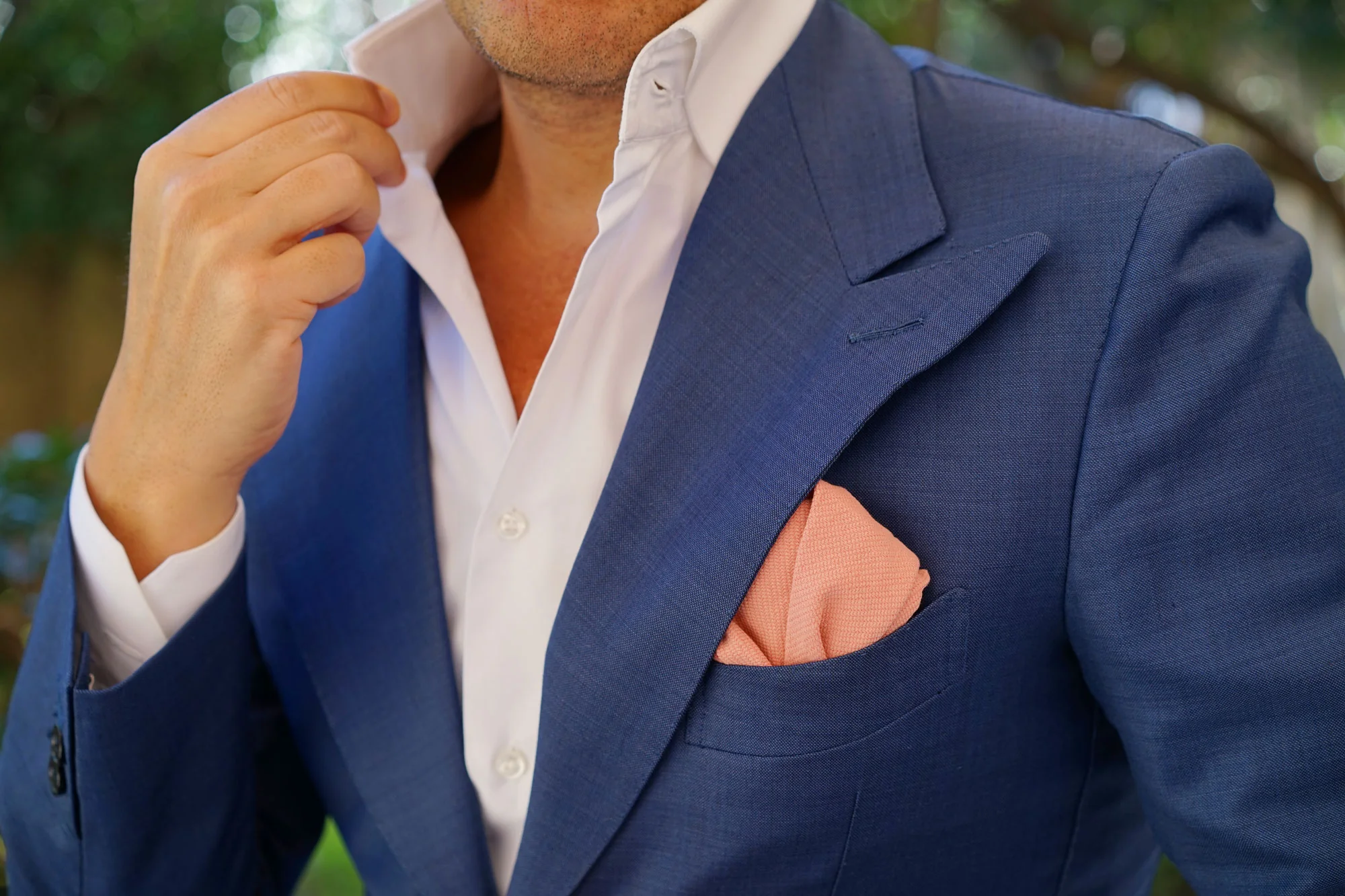 Sunset Peach Linen Twill Pocket Square - Image 6