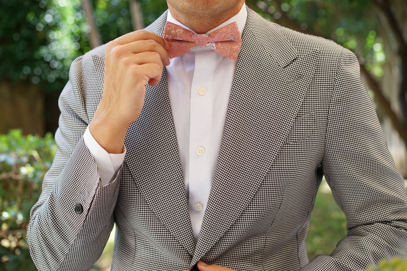 Sunset Pink Floral Bow Tie - Image 5
