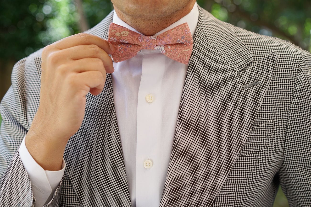Sunset Pink Floral Bow Tie - Image 6