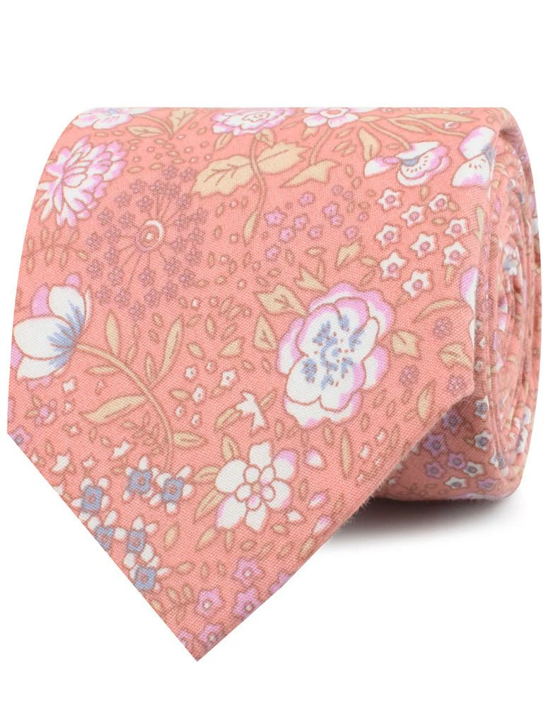 Sunset Pink Floral Necktie - Image 2
