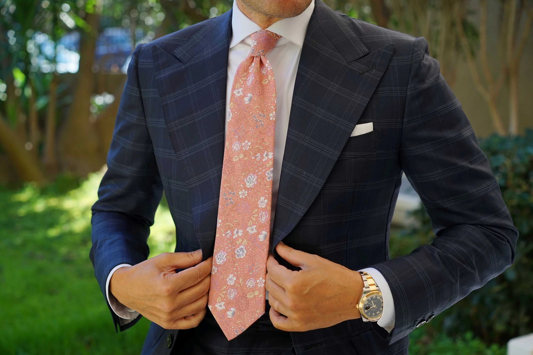 Sunset Pink Floral Necktie - Image 6