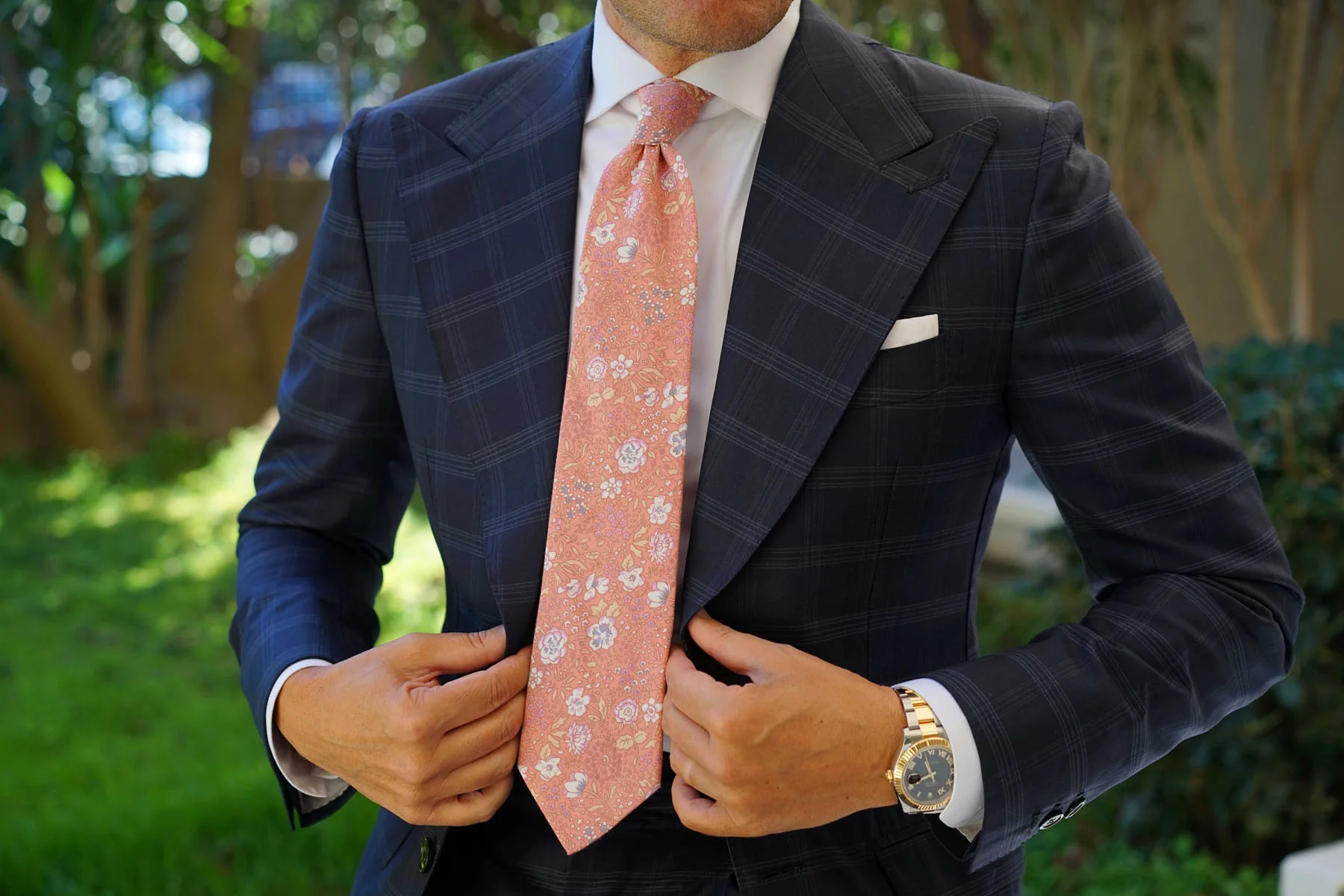 Sunset Pink Floral Necktie - Image 8