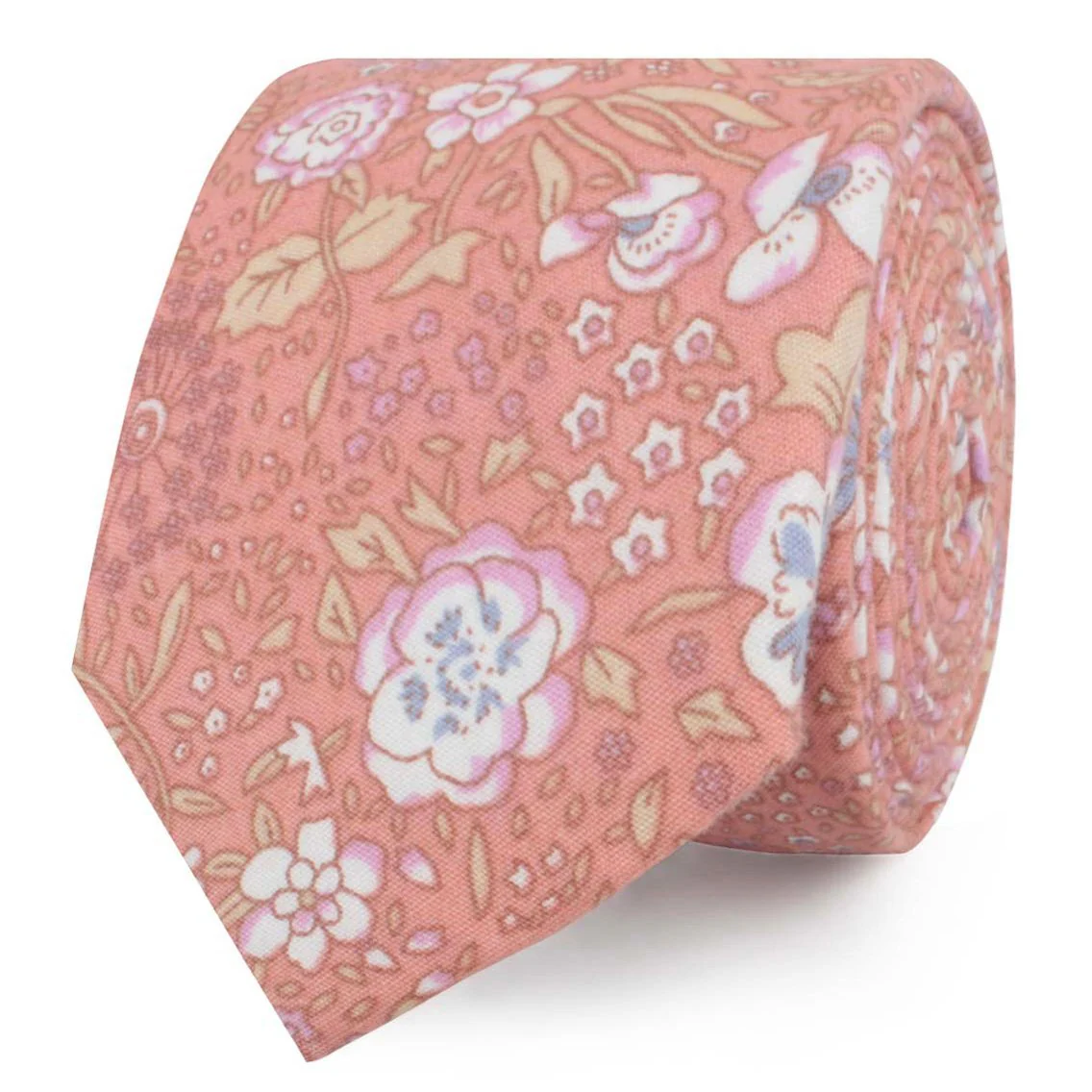 Sunset Pink Floral Skinny Tie - Image 2