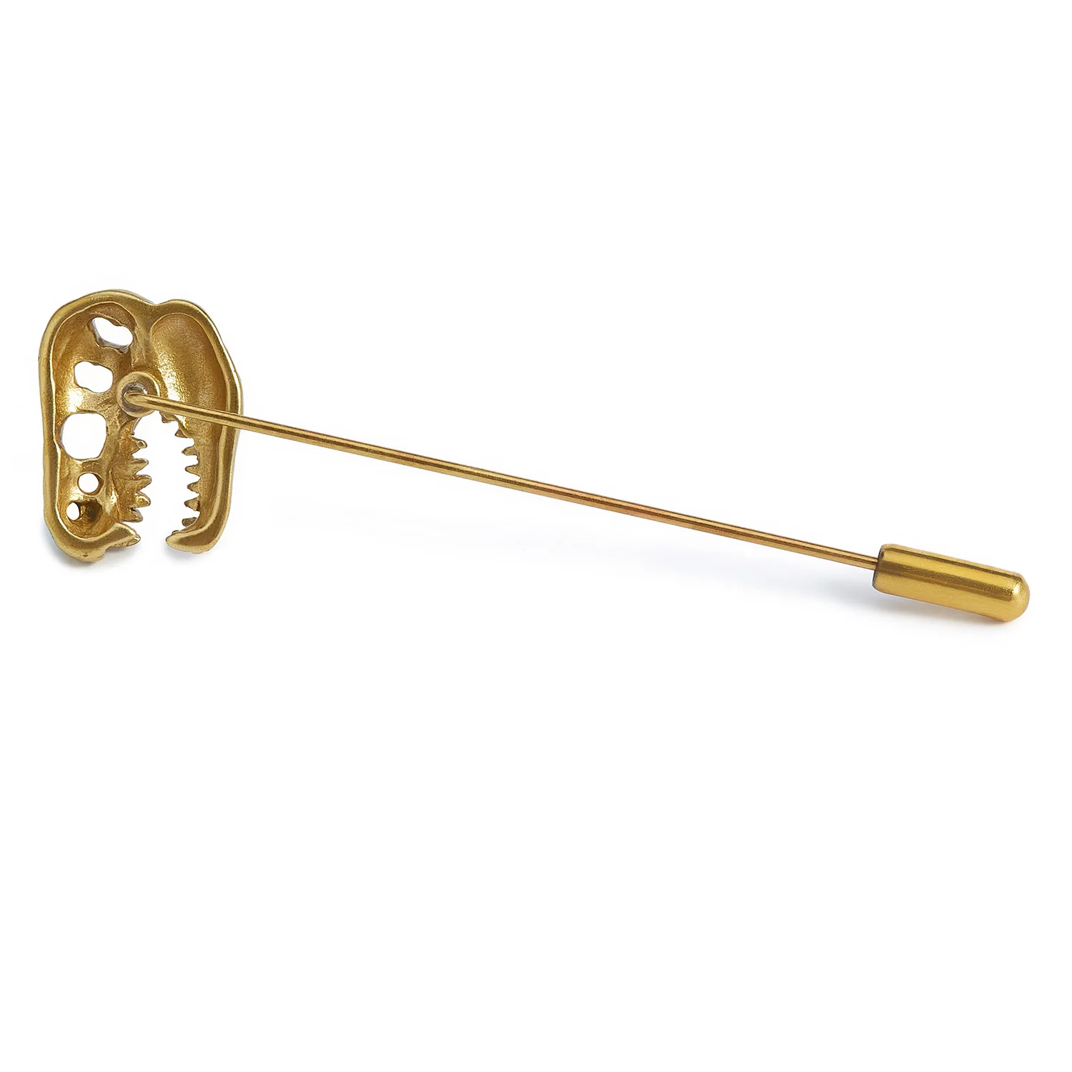 T-Rex Antique Gold Fossil Lapel Pin - Image 2