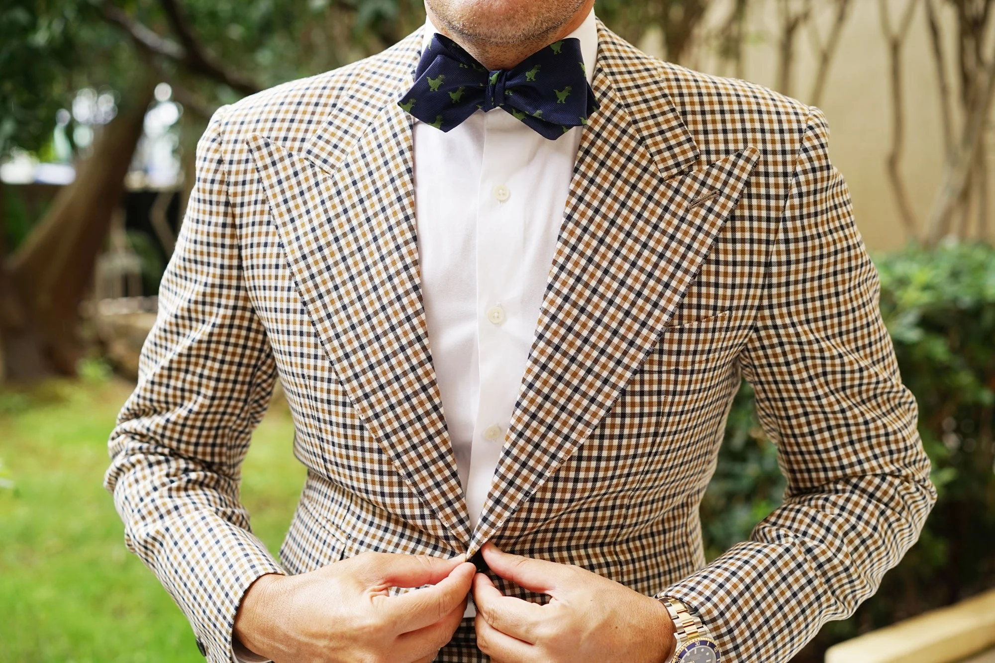 T-Rex Pixel Dinosaur Diamond Self Bow Tie - Image 4