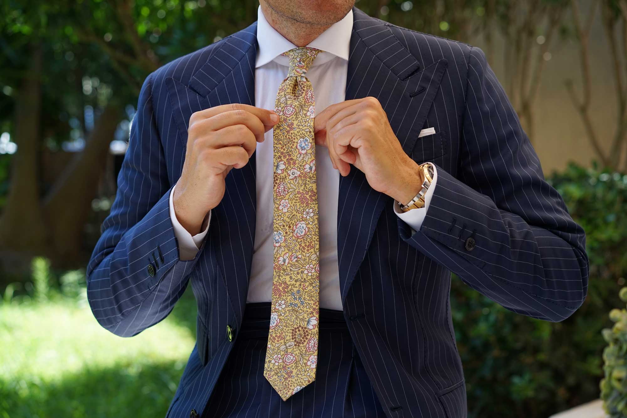 Tahitian Yellow Floral Skinny Tie - Image 10