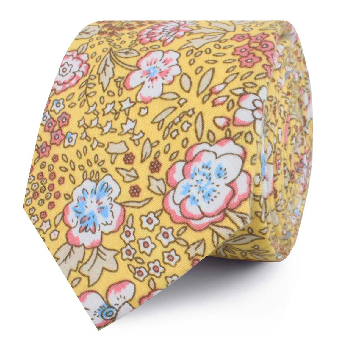 Tahitian Yellow Floral Skinny Tie - Image 2