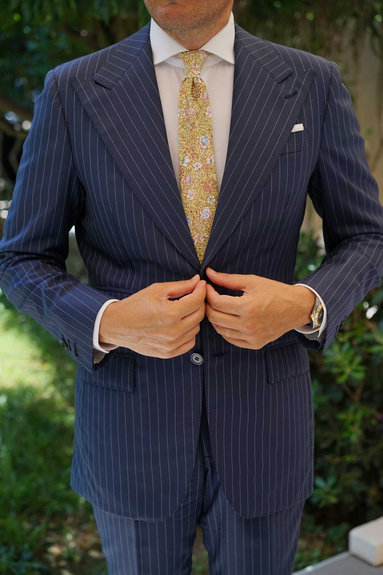 Tahitian Yellow Floral Skinny Tie - Image 6