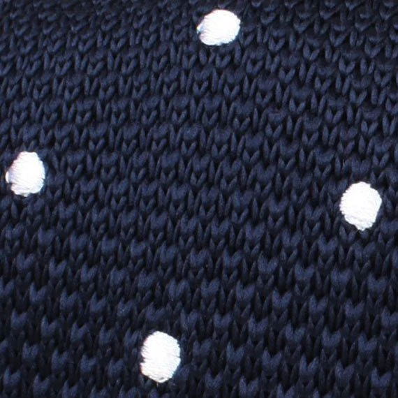 Tao Navy Polka Dot Knitted Tie - Image 2